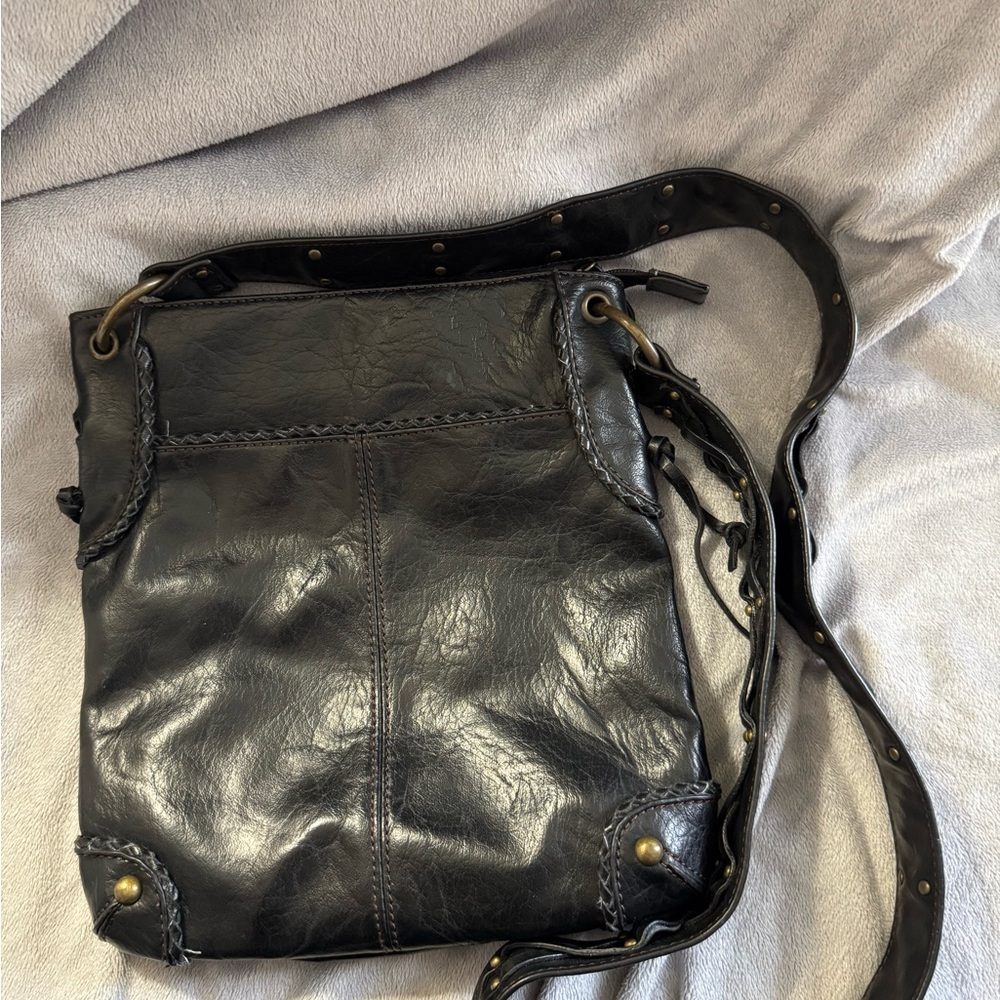 Canyon River Blues Black Black Faux Leather Crossbody. REHAB